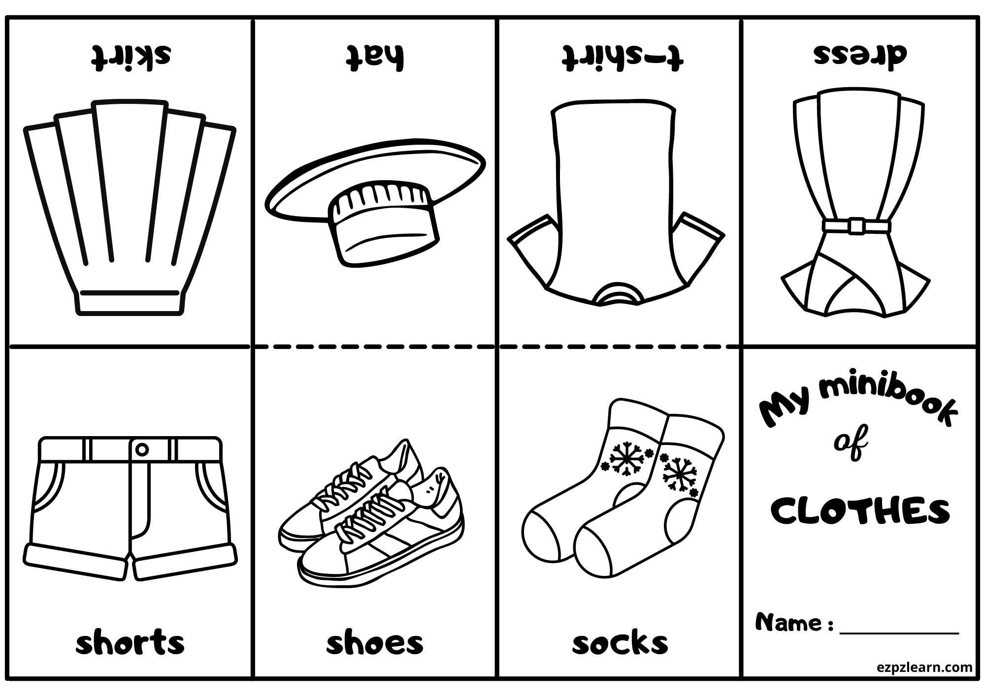 Girl's clothes mini coloring book activity